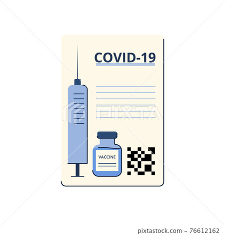 Time of vaccination against covid-19. Virus protection. Checking for antibodies and test result. Isolated concept on white background. Vector 76612162