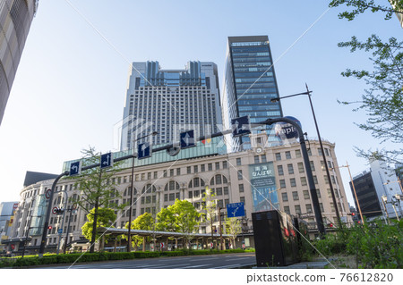 Osaka Nankai Namba station square with few people Minami April 2021 morning 76612820