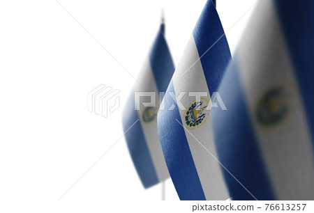 Small national flags of the Salvador on a white background Small national flags of the Salvador on a white background 76613257