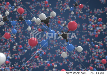 N-nitroso-n-methylurea molecule, scientific molecular model, 3d rendering 76613381