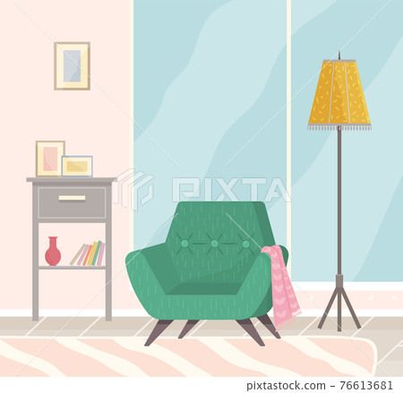 Flat design interior. Planning and arrangement of furniture in apartment. Living room. Home lifestyle. Style house 76613681