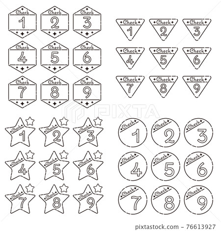 Black and white check number icon set Black and white check number icon set 76613927