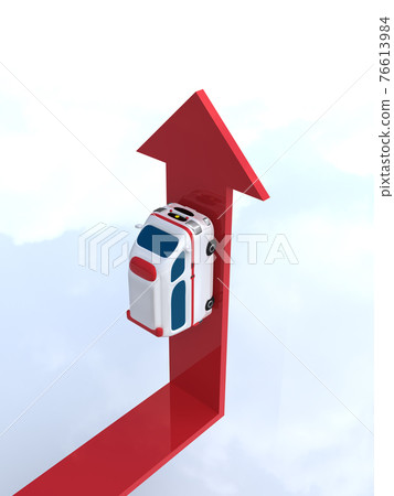 可愛的救護車在箭頭上快速增加 CG 插圖垂直 76613984