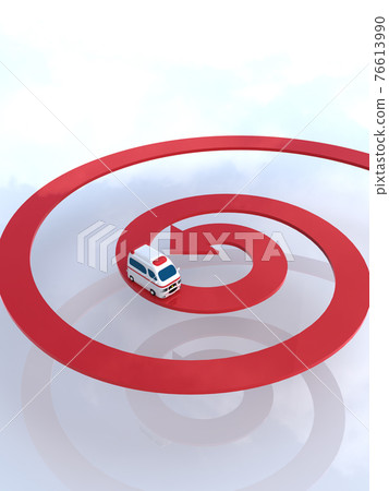 可愛的救護車螺旋 Cg 插圖垂直運行在箭頭上 可愛的救護車螺旋 Cg 插圖垂直運行在箭頭上 76613990