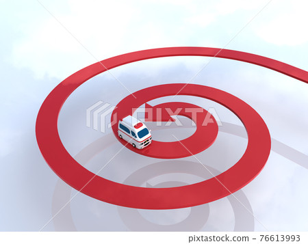 Cute ambulance spiral running on the arrow next to the CG illustration 76613993