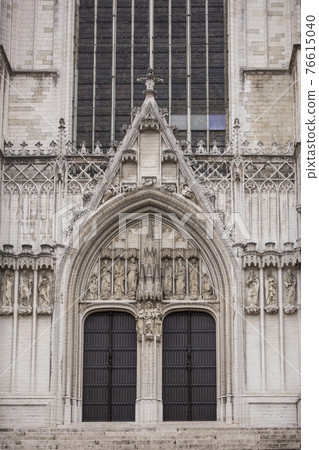 Cathedral of St. Michael and Gudule in cloudy weather Cathedral of St. Michael and Gudule in cloudy weather 76615040
