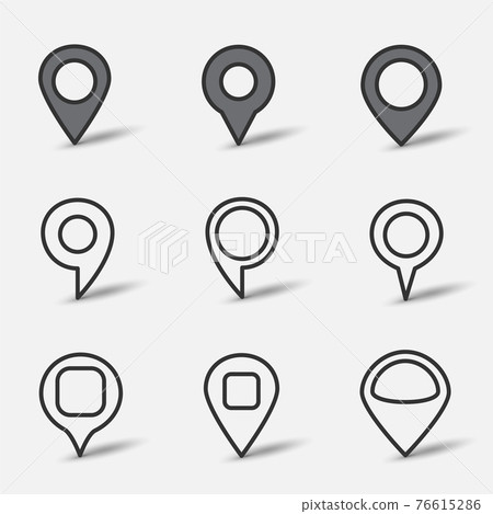 outline and color fill pin object sign set 76615286