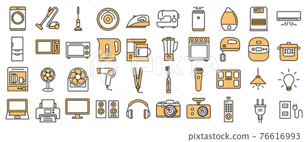 Simple home appliance icon set 76616993