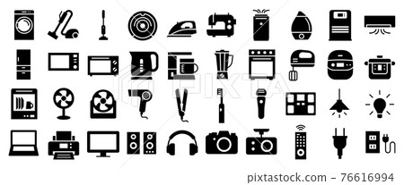Home appliance icon set silhouette 76616994