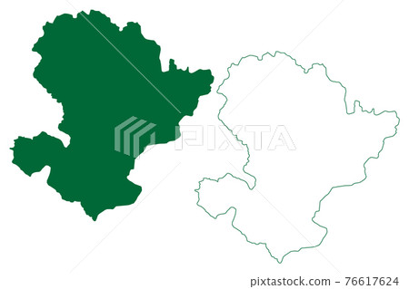 Jashpur district (Chhattisgarh State, Surguja division, Republic of India) map vector illustration, scribble sketch Jashpur map 76617624