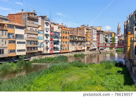 View of the embankment in Girona - Catalonia, Spain View of the embankment in Girona - Catalonia, Spain 76619057