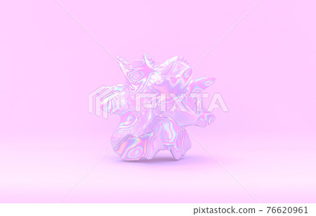 Abstract geometric crystal background, iridescent texture, faceted gem. 3d rendering. 76620961