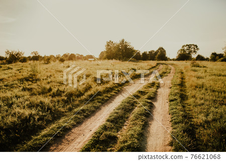 Summer warm sunny field. rays of the sun 76621068