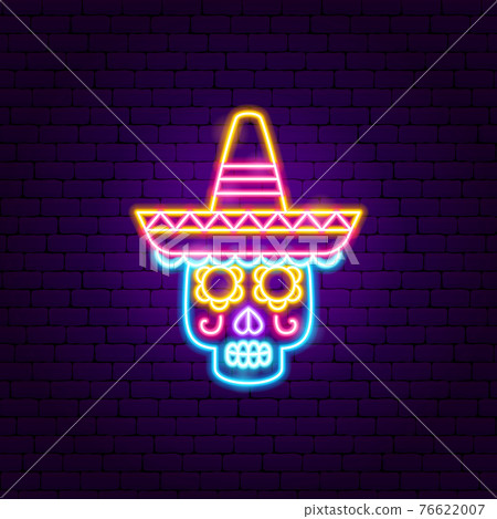 Mexican Skull Sombrero Neon Sign Mexican Skull Sombrero Neon Sign 76622007