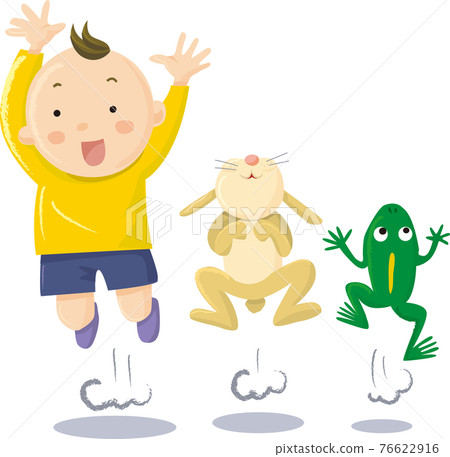 跳躍的男孩、兔子和青蛙 跳躍的男孩、兔子和青蛙 76622916