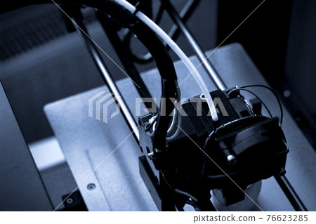 Objects printed by 3d printer. Automatic three dimensional 3d printer 76623285