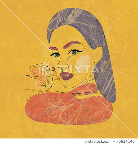 Abstract Woman face one line drawing. Portrait minimalistic style. Continuous line. 76624146