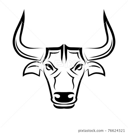 Line Vector Illustration front view of Bull. It is signs of the taurus zodiac.	 76624321