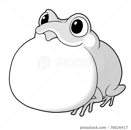 Monochrome illustration of an inflated frog 76626417