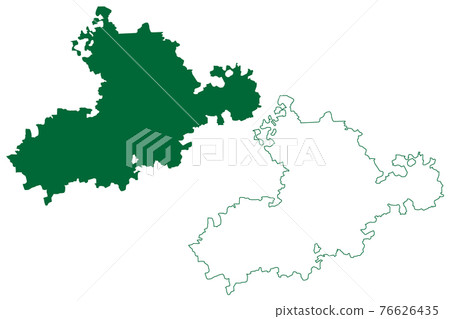 Rajkot district (Gujarat State, Republic of India) map vector illustration, scribble sketch Rajkot map 76626435