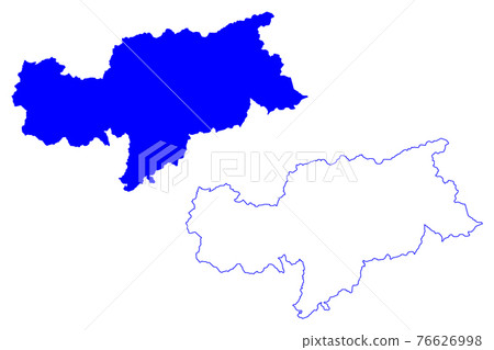 South Tyrol (Italy, Italian Republic, Trentino South Tyrol or Trentino Alto Adige, Sudtirol Autonomous region) map vector illustration, scribble sketch Autonomous Province Bolzano  South Tyrol map 76626998