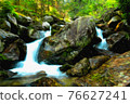 Digital oil painting canvas - mountain stream and waterfall in the forest 76627241