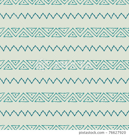 Seamless pattern with geometric elements in tribal style. Prehistoric drawings. Outline. 76627920