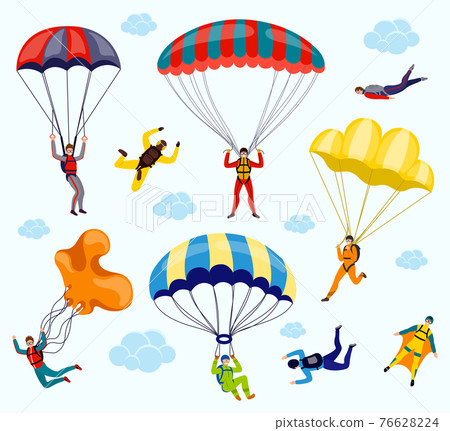 Parachutist vector set Parachutist vector set 76628224