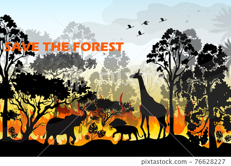 Burning forest vector Burning forest vector 76628227