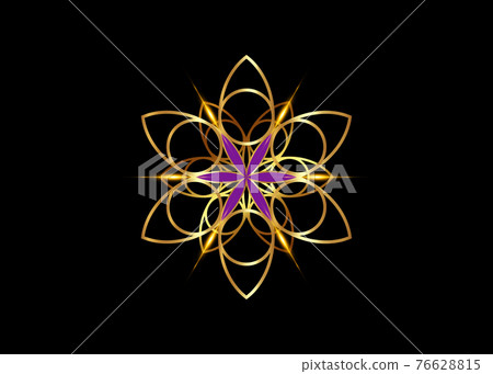 Flower of Life symbol Sacred Geometry. Gold luxury Logo icon round geometric mystic purple mandala of alchemy esoteric Seed of life. Vector divine meditative amulet isolated on black background Flower of Life symbol Sacred Geometry. Gold luxury Logo icon round geometric mystic purple mandala of alchemy esoteric Seed of life. Vector divine meditative amulet isolated on black background 76628815