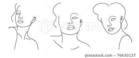 Fashion lineart portraits of young beautiful women 76630137