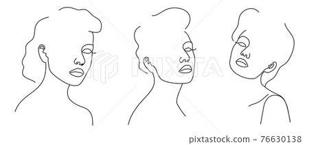 Fashion lineart portraits of young beautiful women 76630138