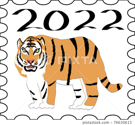 Tiger stamp frame illustration 76630613