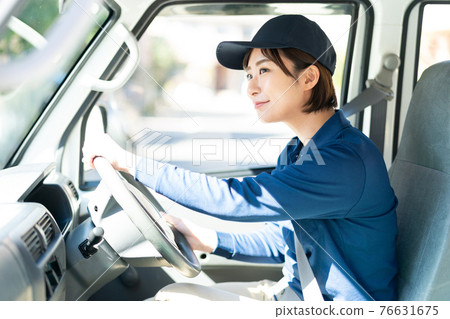 Cute delivery staff lady Cute delivery staff lady 76631675