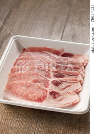 Domestic pork in a tray for ginger grilling pork ginger 76634135
