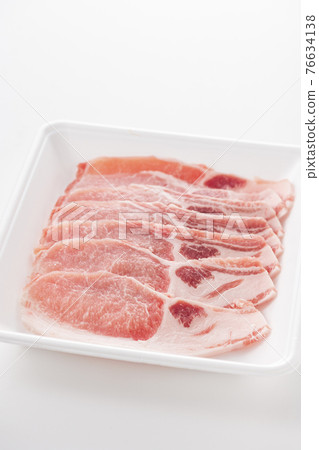 Domestic pork in a tray for ginger grilling pork ginger Domestic pork in a tray for ginger grilling pork ginger 76634138