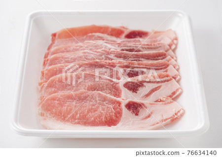 Domestic pork in a tray for ginger grilling pork ginger Domestic pork in a tray for ginger grilling pork ginger 76634140