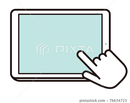 Illustration of operating a tablet terminal with a finger Illustration of operating a tablet terminal with a finger 76634723