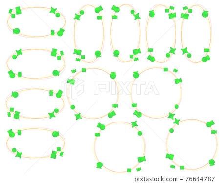 八種類型的古墳（橙色）框架與夏天的形象 76634787