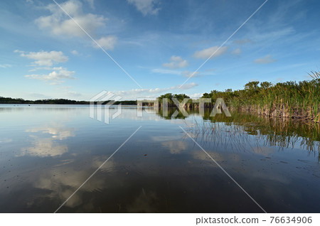 Nine Mile Pond afternoon cloudscape and reflections in Everglades National Park. 76634906