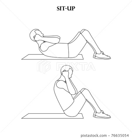Sit-up exercise workout strength vector illustration outline Sit-up exercise workout strength vector illustration outline 76635054