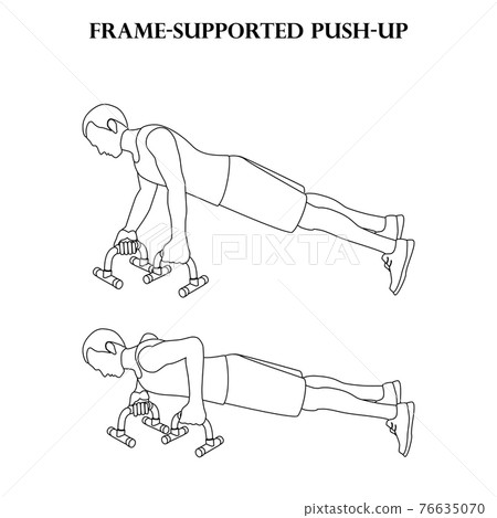 Frame-supported push-up exercise strength workout vector illustration outline 76635070