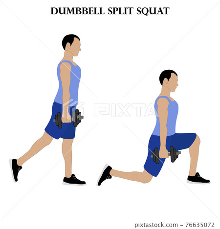 Dumbbell split squat exercise strength workout... - Stock Illustration ...