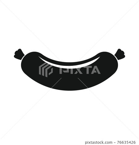 Vector sausage black simple icon isolated on white Vector sausage black simple icon isolated on white 76635426