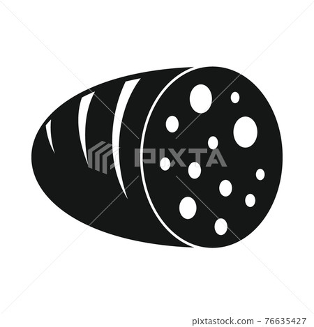 Vector delicious sausage black simple icon isolated Vector delicious sausage black simple icon isolated 76635427