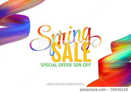 Sale Banner Template Design. Spring Fashion Template. Vector Elegant Layout. Bright Promo Illustration for Season Sale with Colorful Paint Ribbon and Frame. Online Discount Graphic. Special Offer. Sale Banner Template Design. Spring Fashion Template. Vector Elegant Layout. Bright Promo Illustration for Season Sale with Colorful Paint Ribbon and Frame. Online Discount Graphic. Special Offer. 76636238