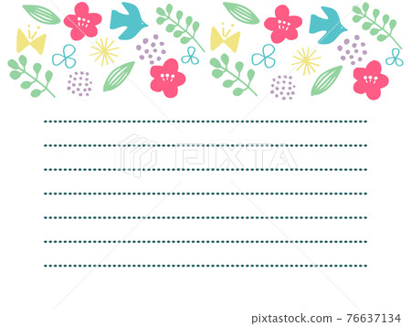 春色花鳥簡單圖案文字 76637134