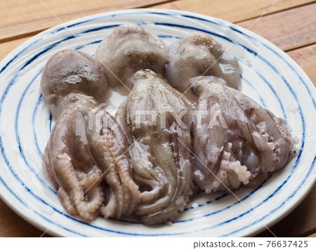Fresh natural seafood squid, food ingredient 76637425