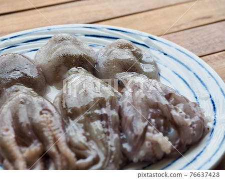 Fresh natural seafood squid, food ingredient 76637428
