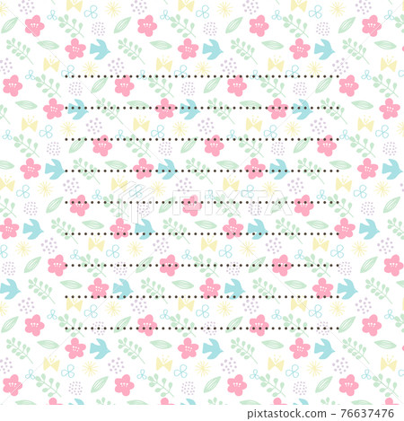 Spring color flower and bird simple motif pattern letter Spring color flower and bird simple motif pattern letter 76637476